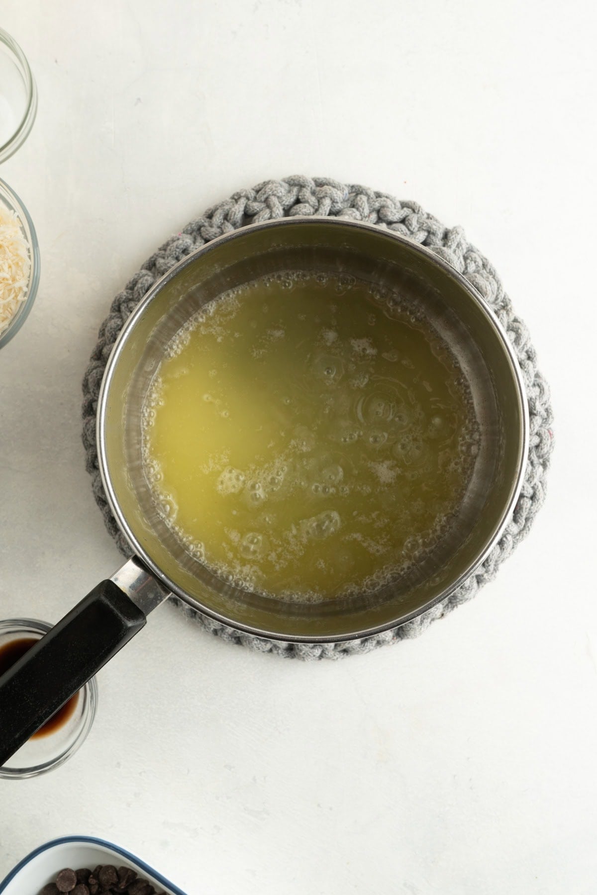 A small pot of melted butter.
