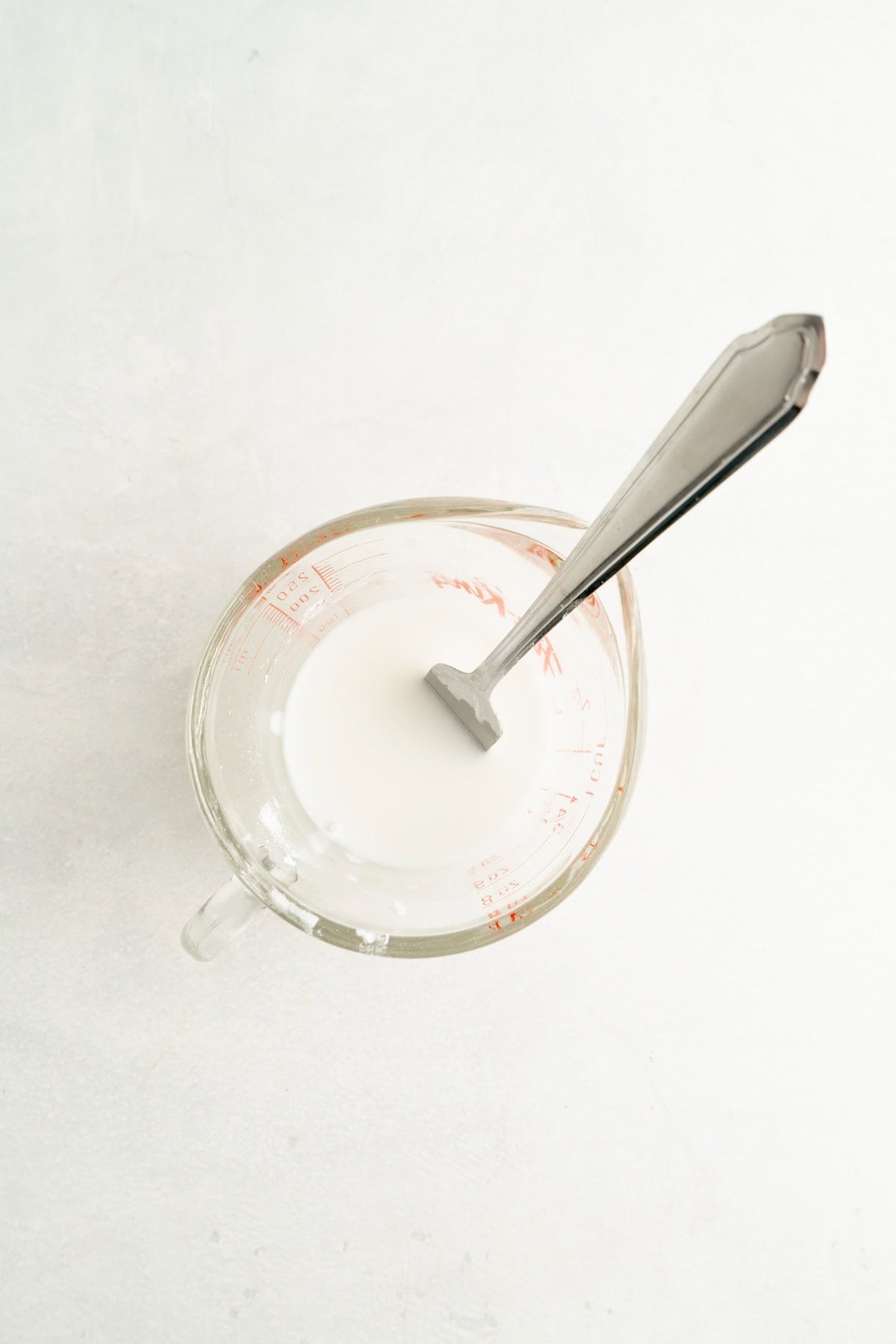 A cornstarch slurry with a fork.