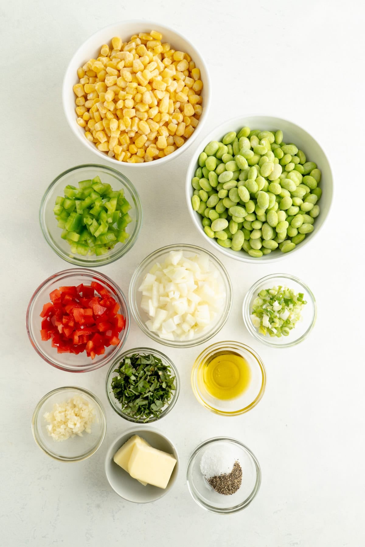Ingredients for a Succotash recipe.