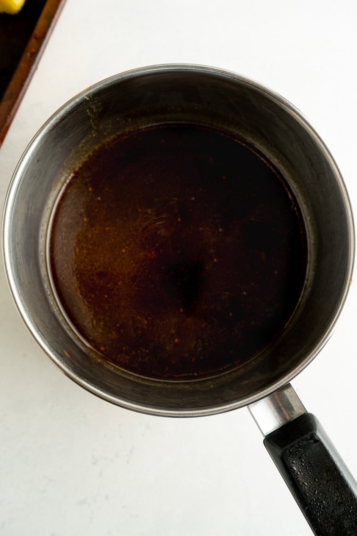A pot of soy marinade.