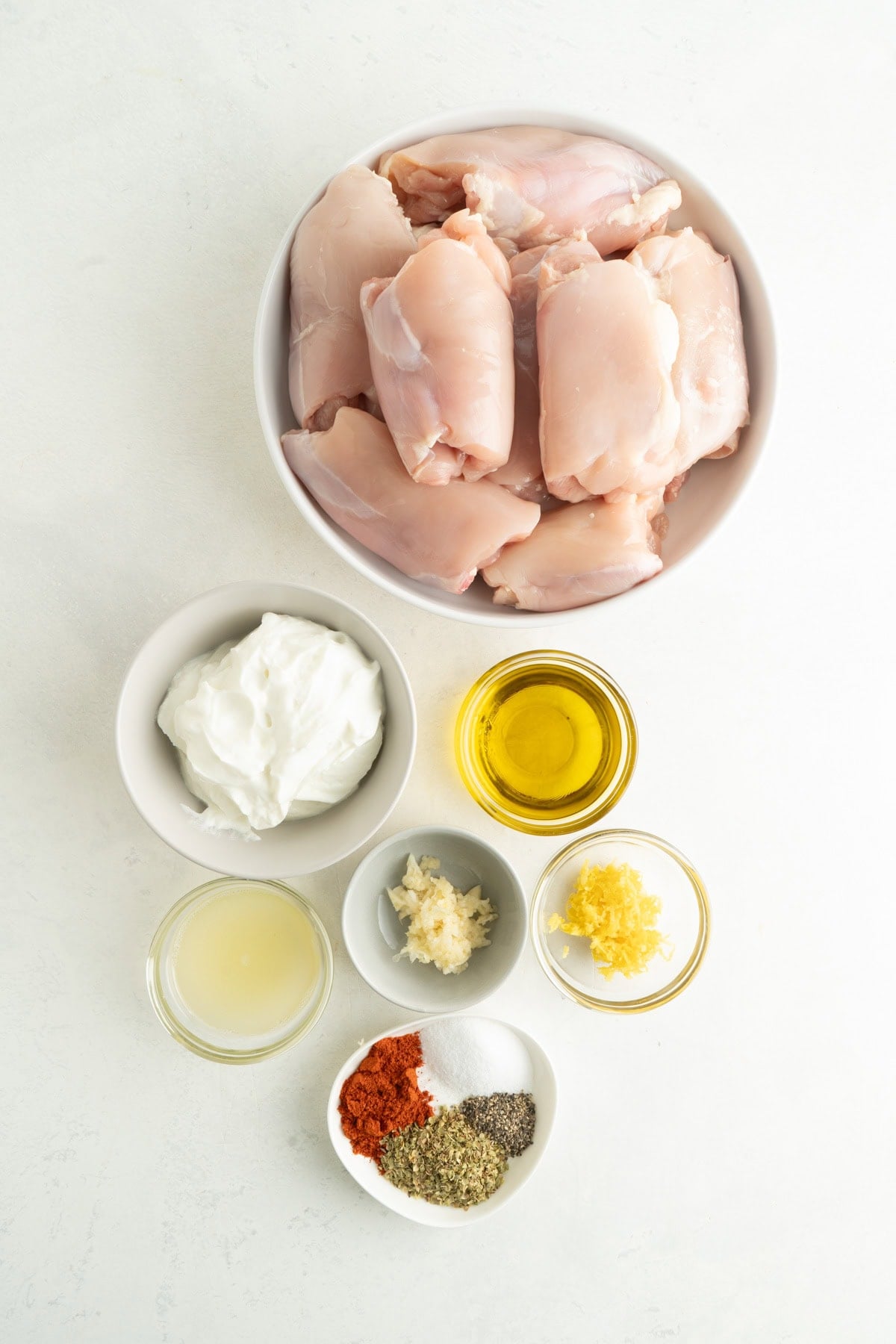Ingredients for Greek Yogurt Marinated Chicken Thighs.