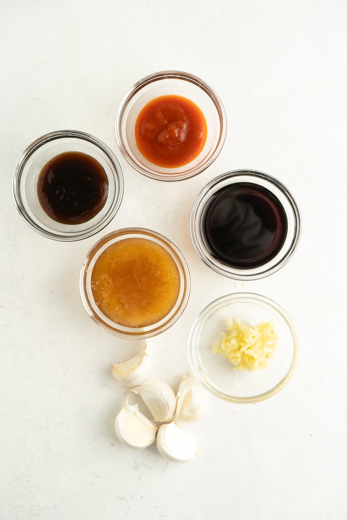Ingredients needed for Honey Sriracha Sauce.