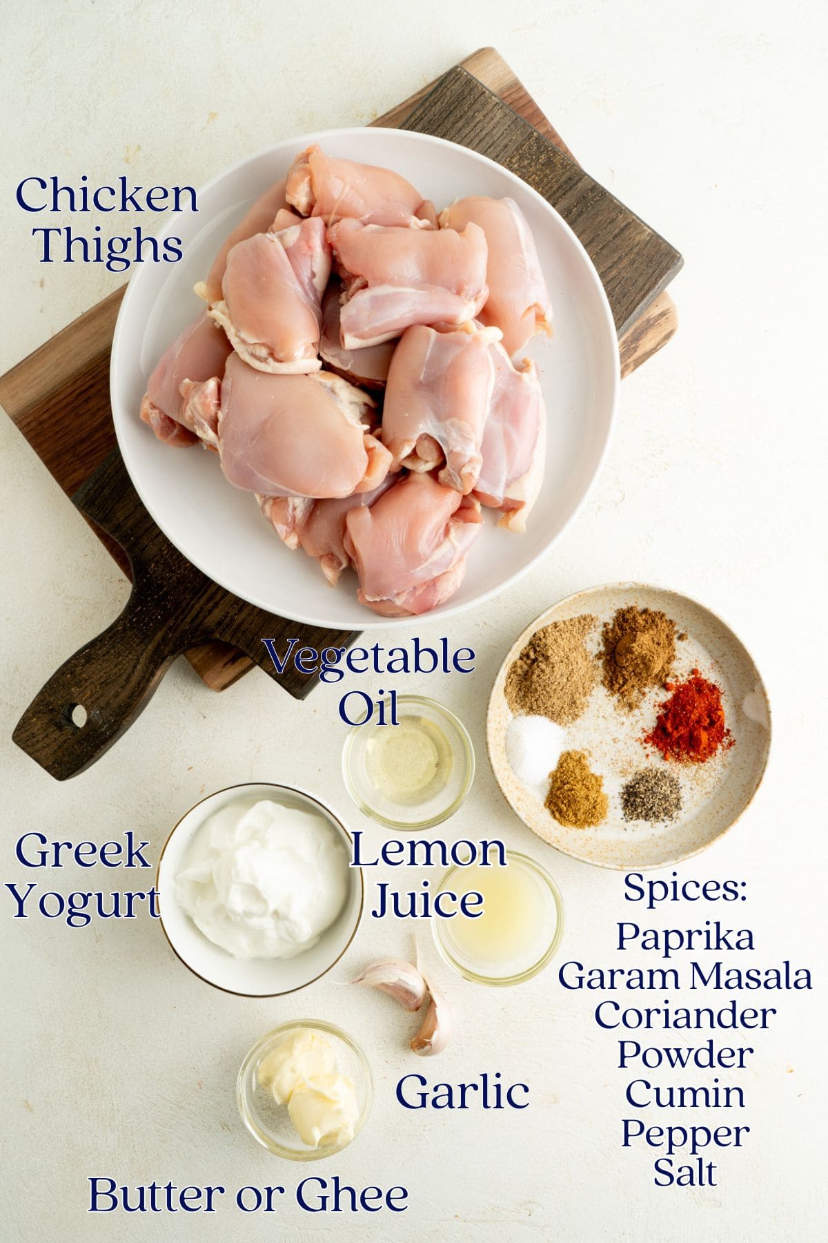 Ingredients to Tandoori Chicken Tikka.