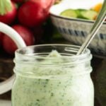 Pinterest pin showing a jar of Jalapeno Ranch Dressing.
