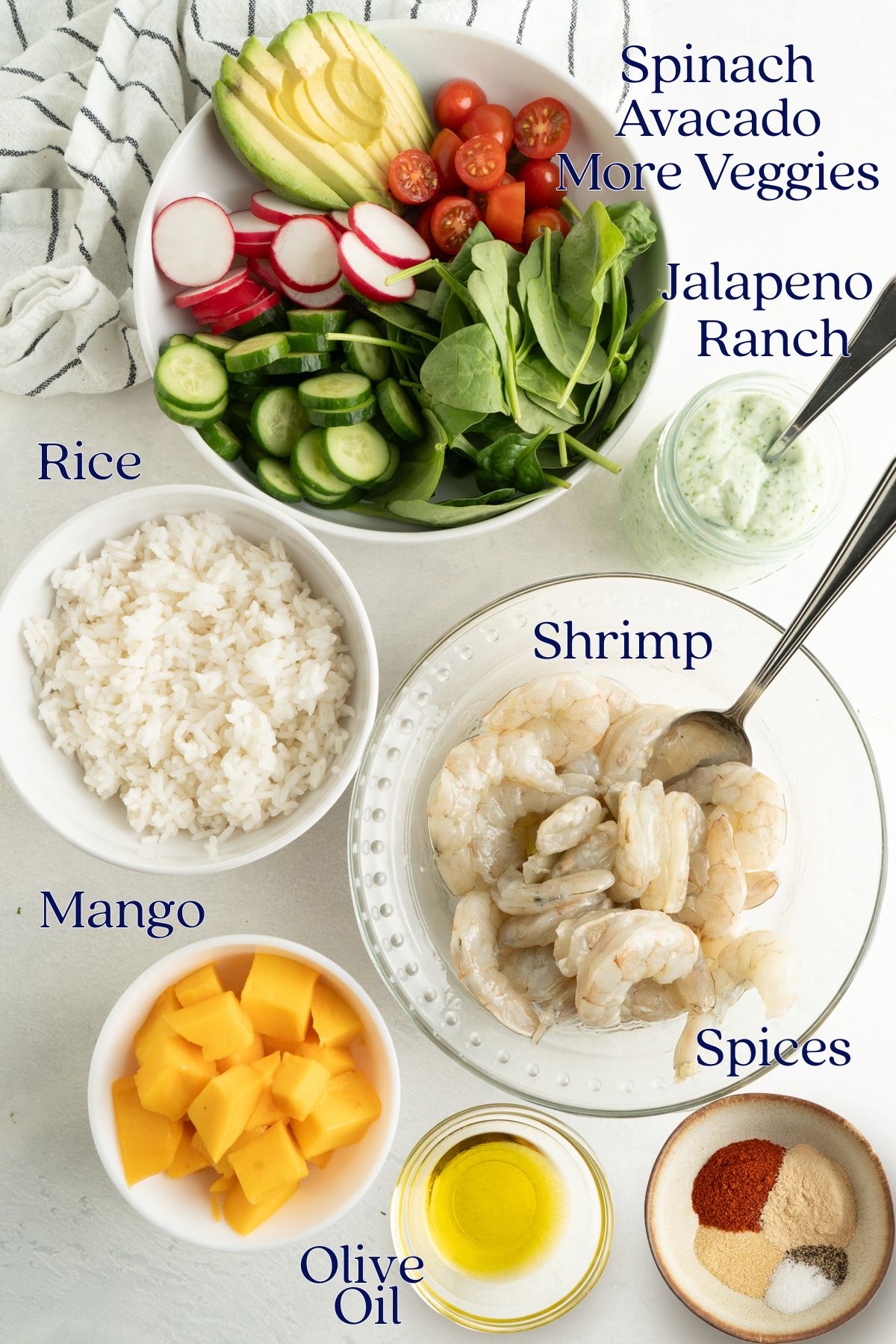Shrimp Bowl Ingredients.