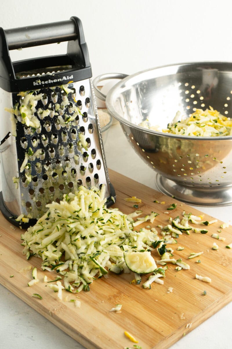 zucchini that has been shredded with a box grater.