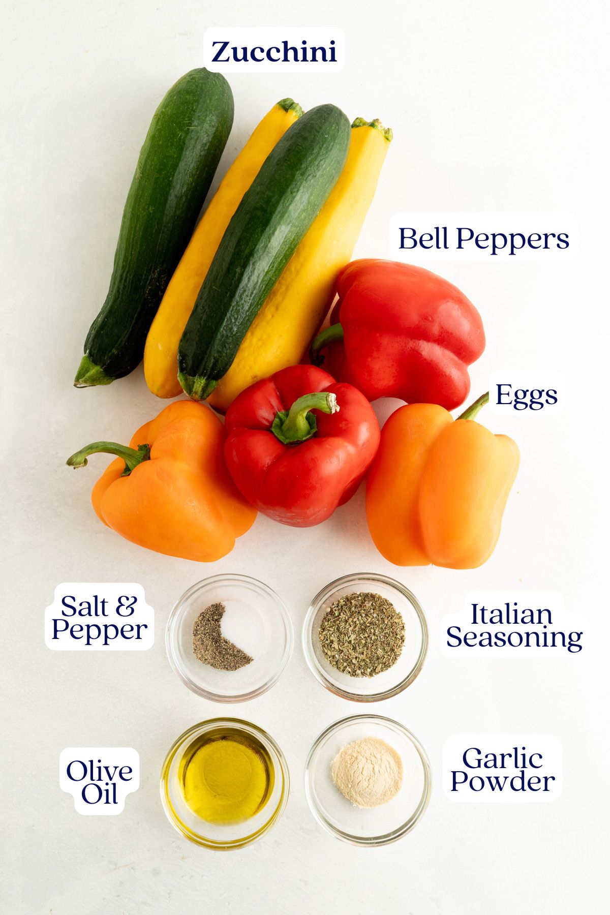 Roasted peppers and zucchini ingredients.