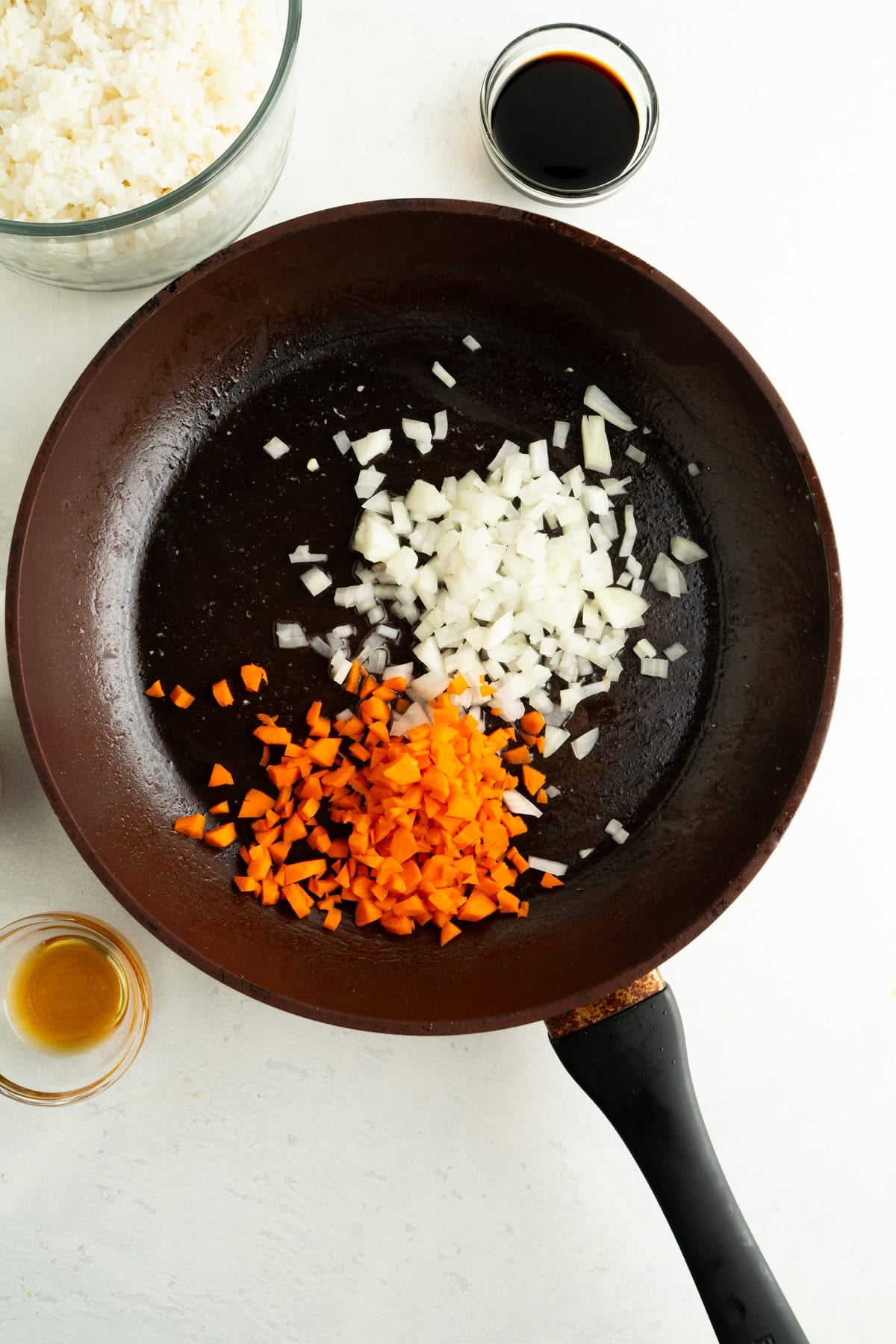 A pan of carrot and onion.