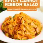Pinterest pin for a carrot ribbon salad.