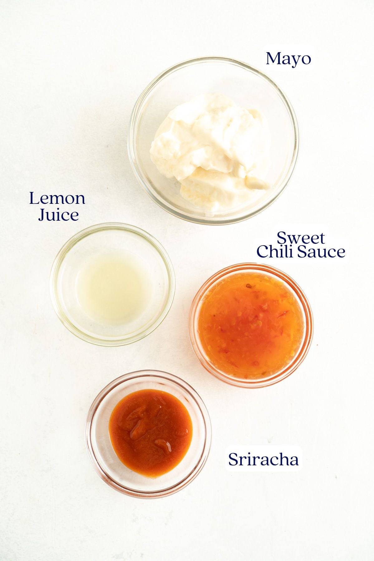 Ingredients for a bang bang sauce.