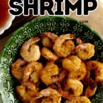 Pinterest pin for crispy air fried panko shrimp.