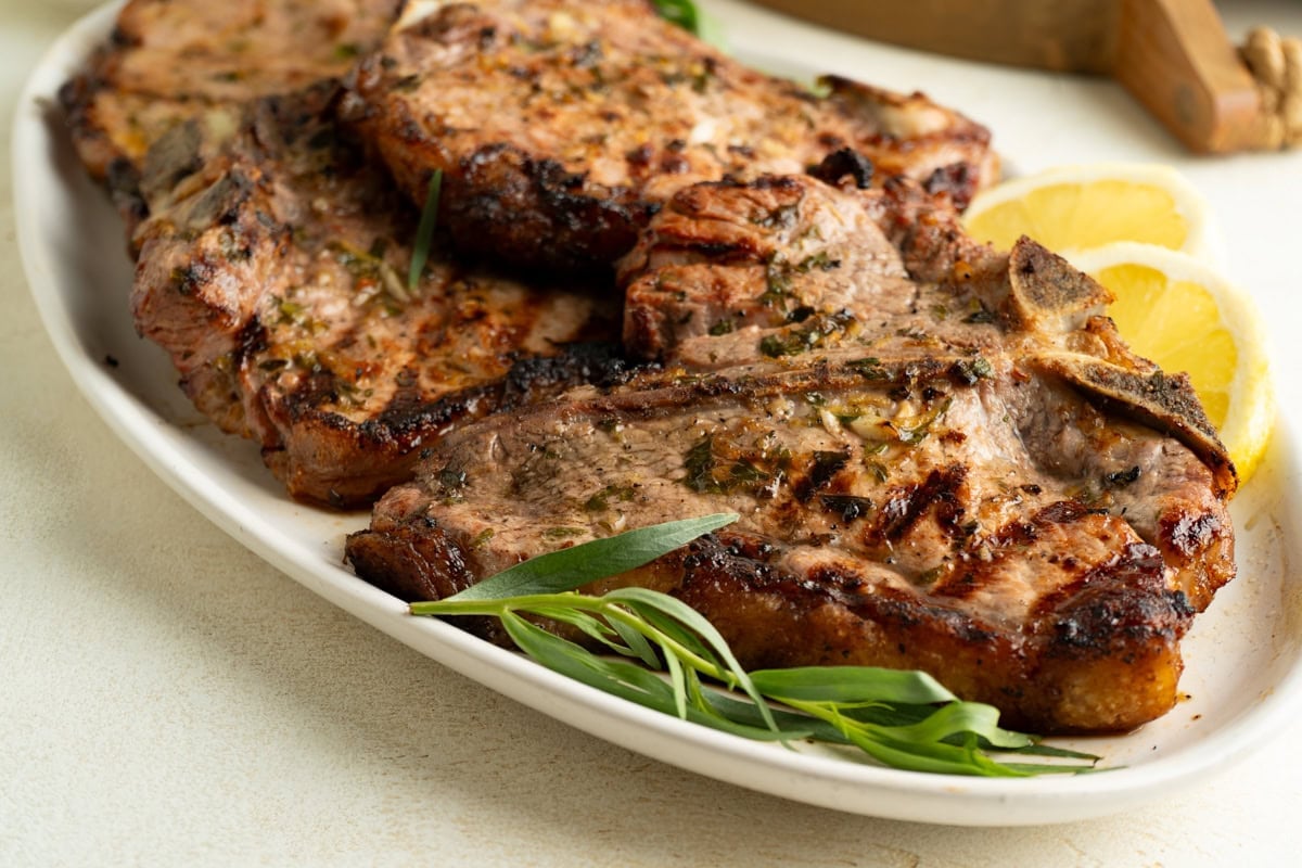 Veal Chops on a platter.