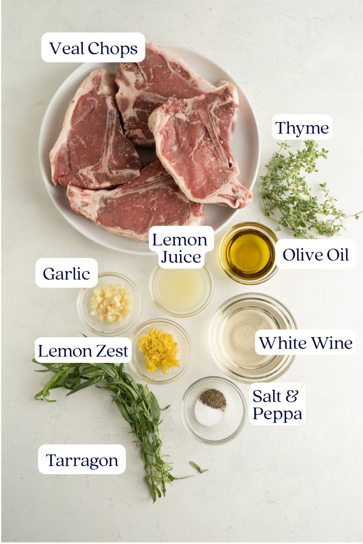Herb and Lemon Grilled Veal Chop ingredients.