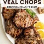 Pinterest pin showing a platter of veal chops.