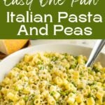 Pinterest Pin for Piselli e pasta.
