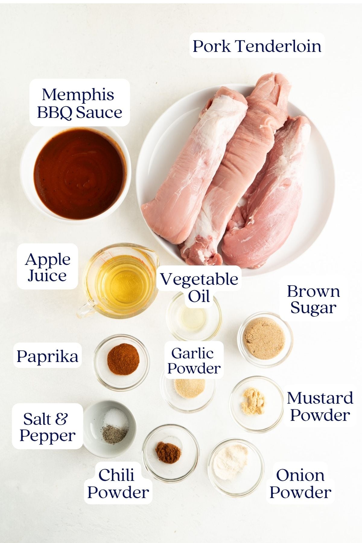 Pulled pork tenderloin ingredients.