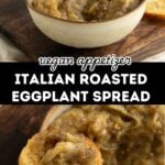Pinterest pin for an Italian Roasted Eggplant Spread.