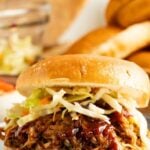 Pinterest pin for a crockpot pulled pork recipe.