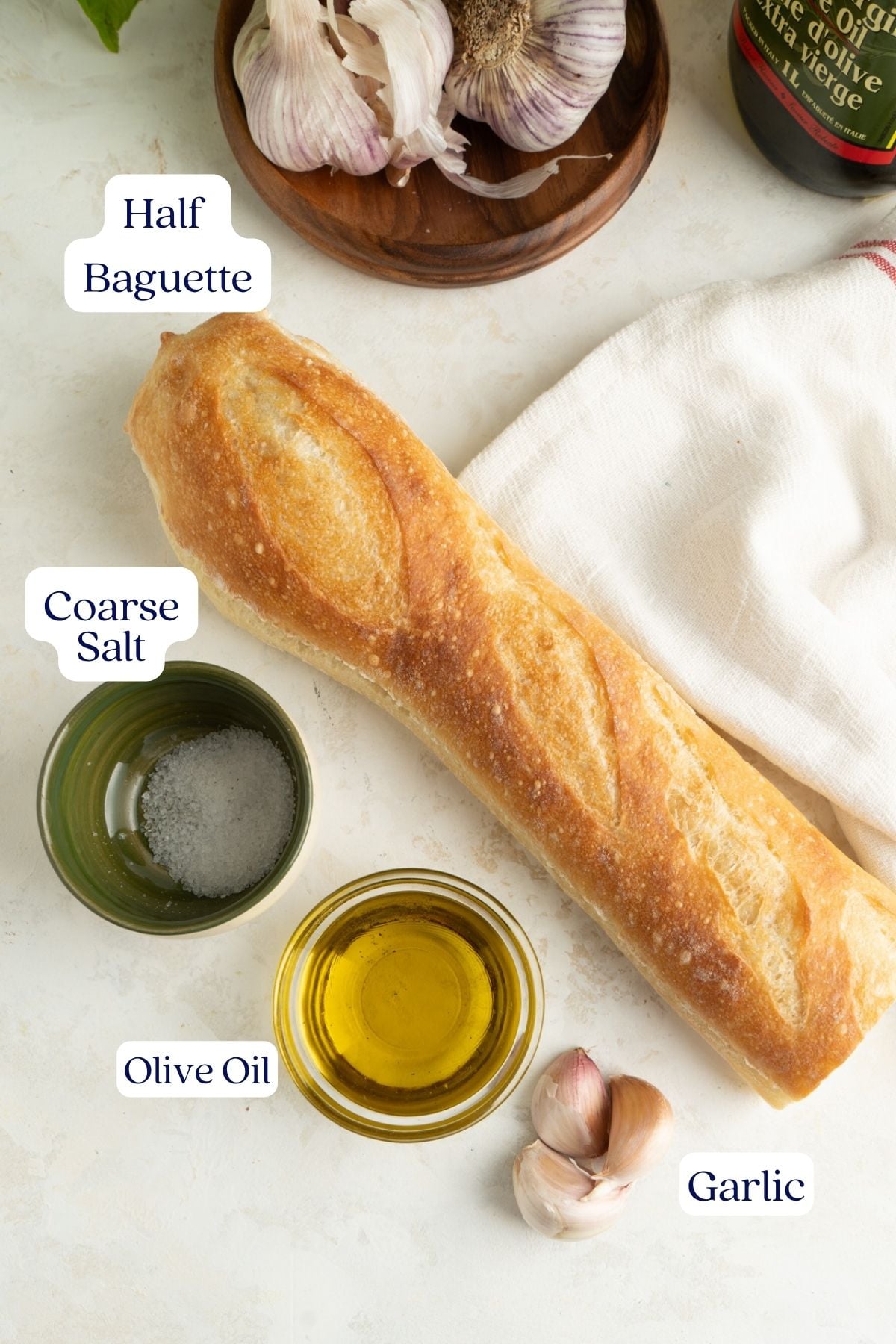 Crostini Ingredients on a table.