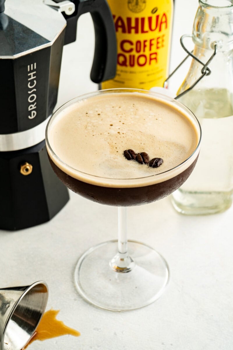 An espresso martini from above.
