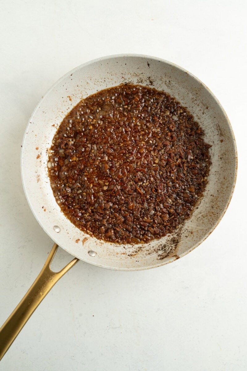 Bacon jam in a pan.
