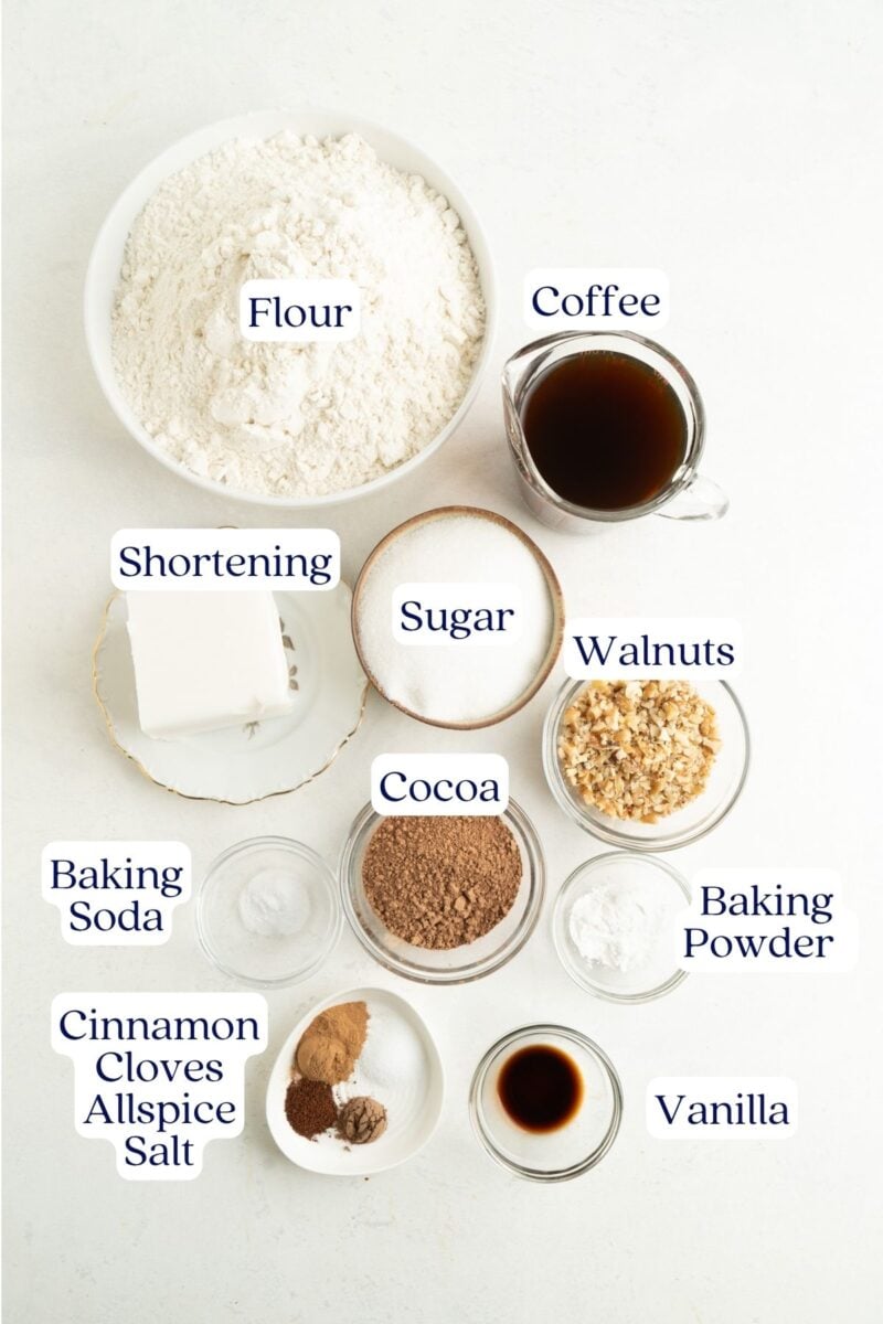 Ingredients for Chocolate Spiced Cookies.