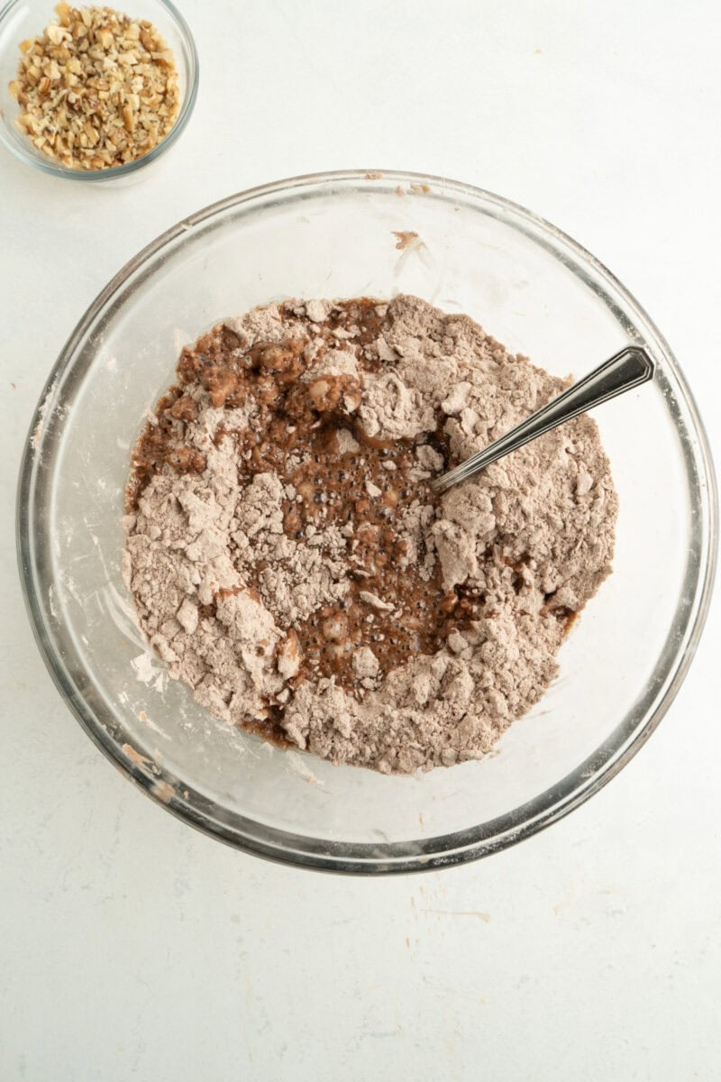 Liquid being added to cookie mix.
